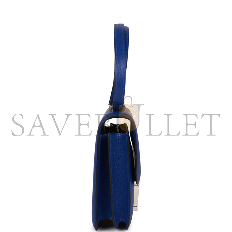 HERMES CONSTANCE 18 BLEU ELECTRIC CHEVRE PALLADIUM HARDWARE (19*15*4cm)